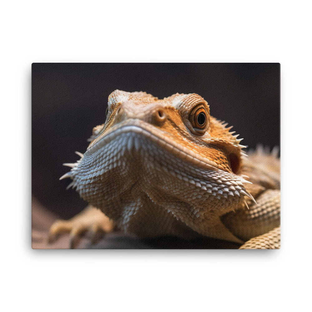 Close-Up Portrait of a Bearded Dragon canvas - Posterfy.AI