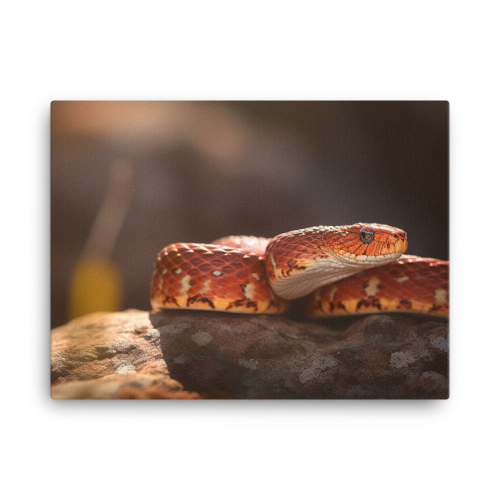 A corn snake basks on a rock in the sun canvas - Posterfy.AI