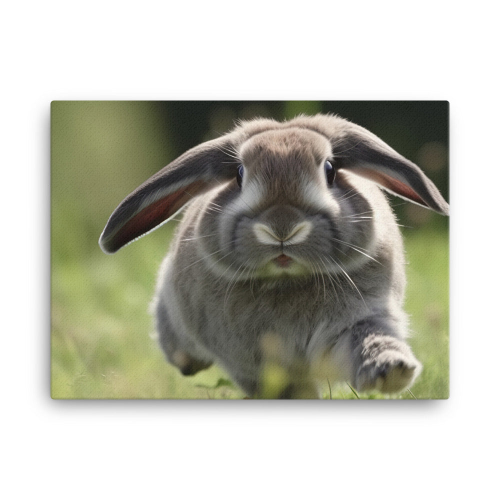 Playful Mini Lop Bunny in a Meadow canvas - Posterfy.AI