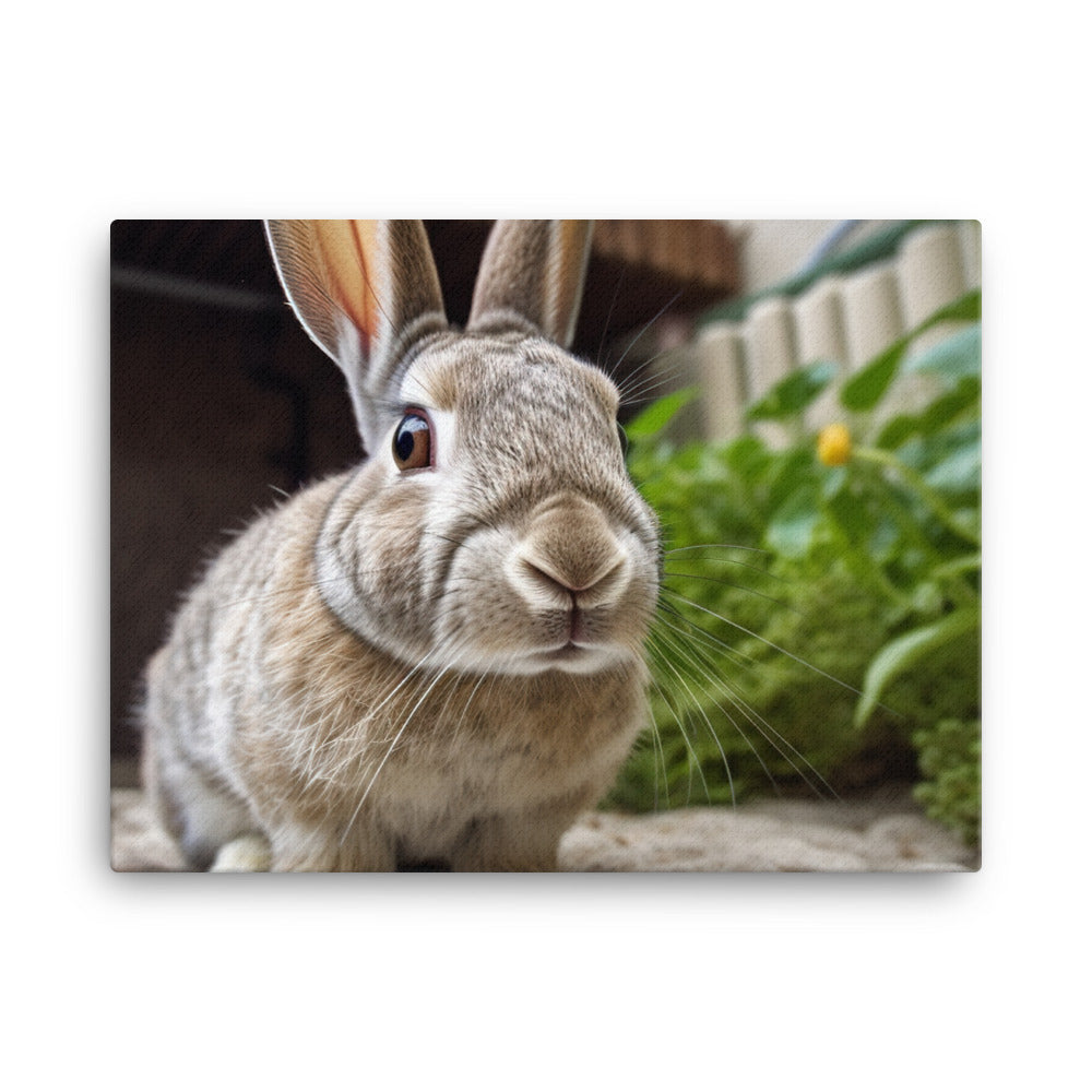 Mini Rex Bunny - Exploring the Outdoors canvas - Posterfy.AI