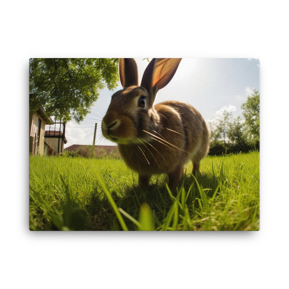 Flemish Giant Rabbit Outdoors canvas - Posterfy.AI