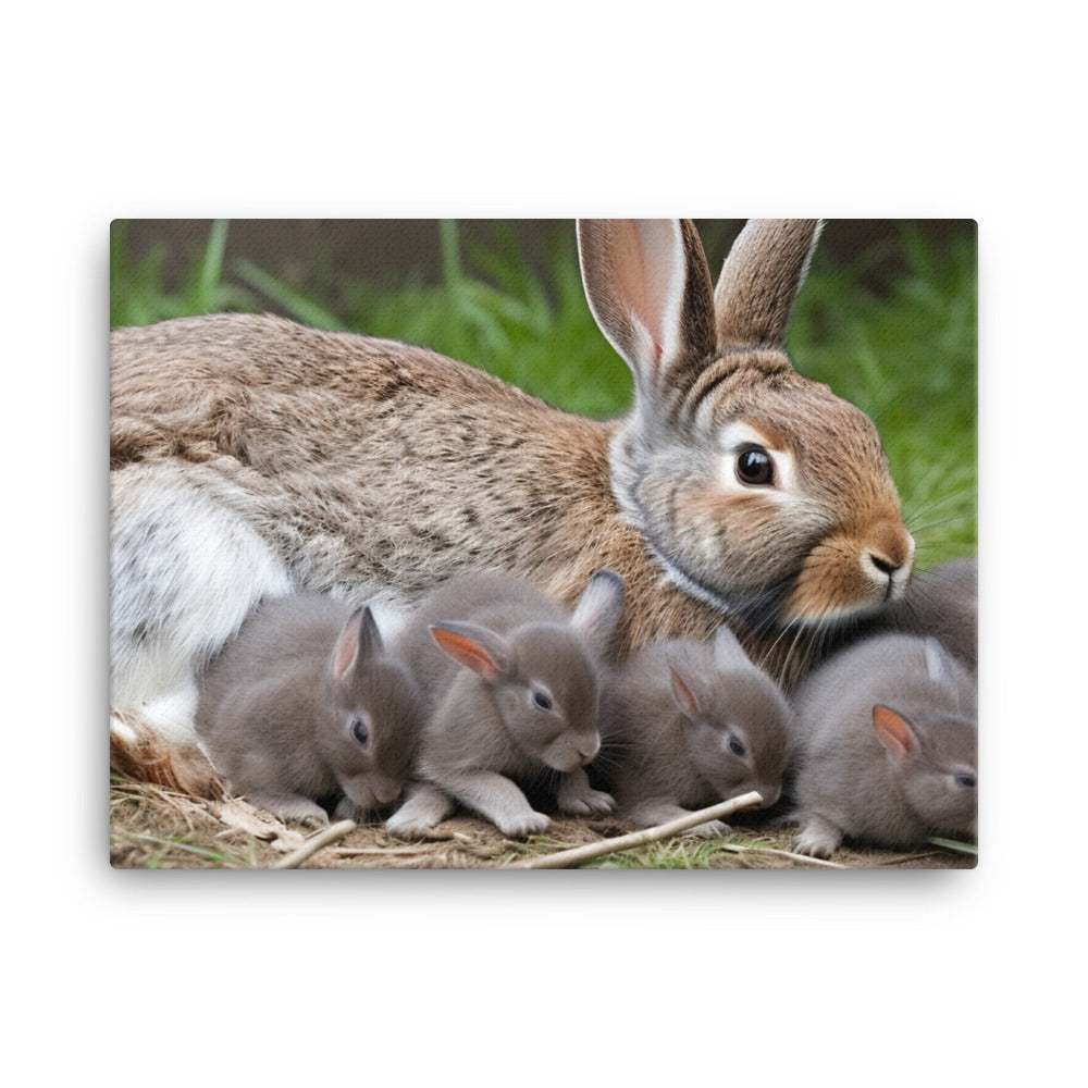 Flemish Giant Rabbit Family Time canvas - Posterfy.AI