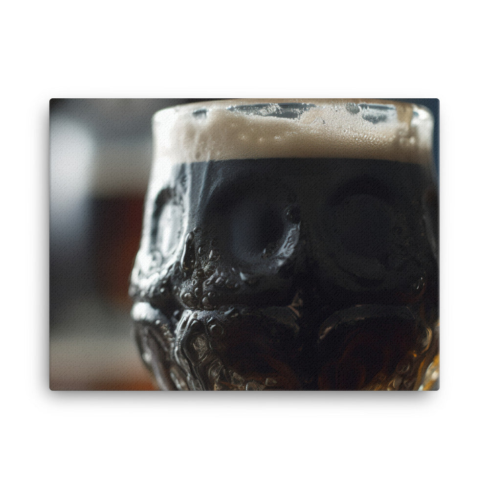 A glass of ice cold stout beer canvas - Posterfy.AI