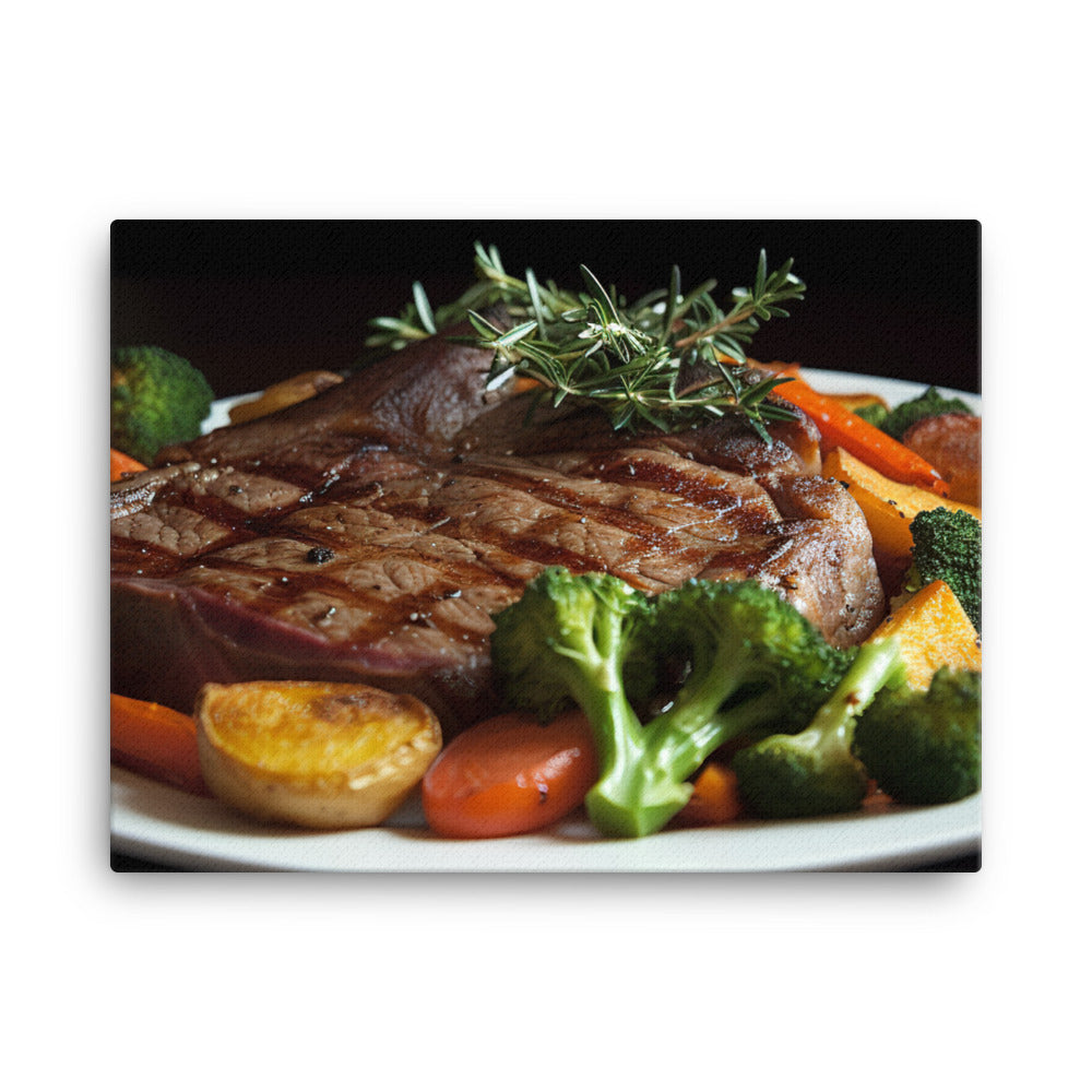 T-Bone Steak with Roasted Vegetables canvas - Posterfy.AI