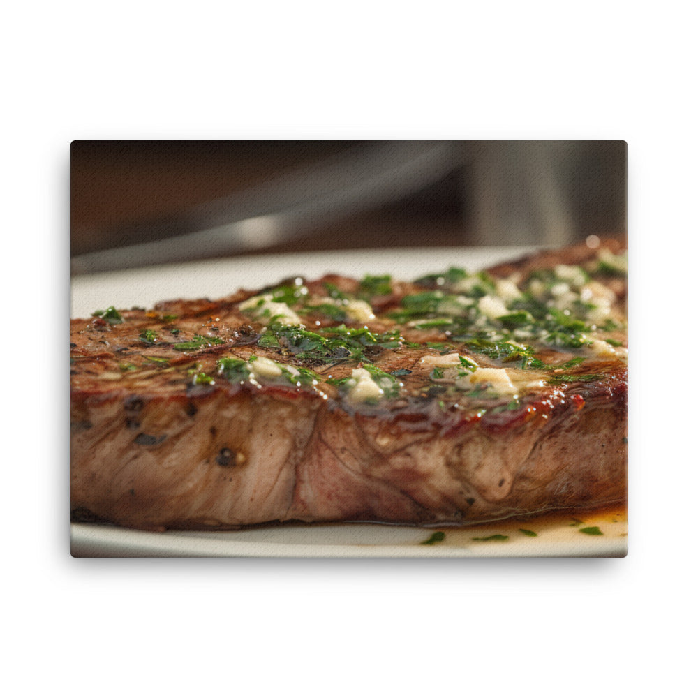 New York Strip Steak with Garlic Butter and Herbs canvas - Posterfy.AI