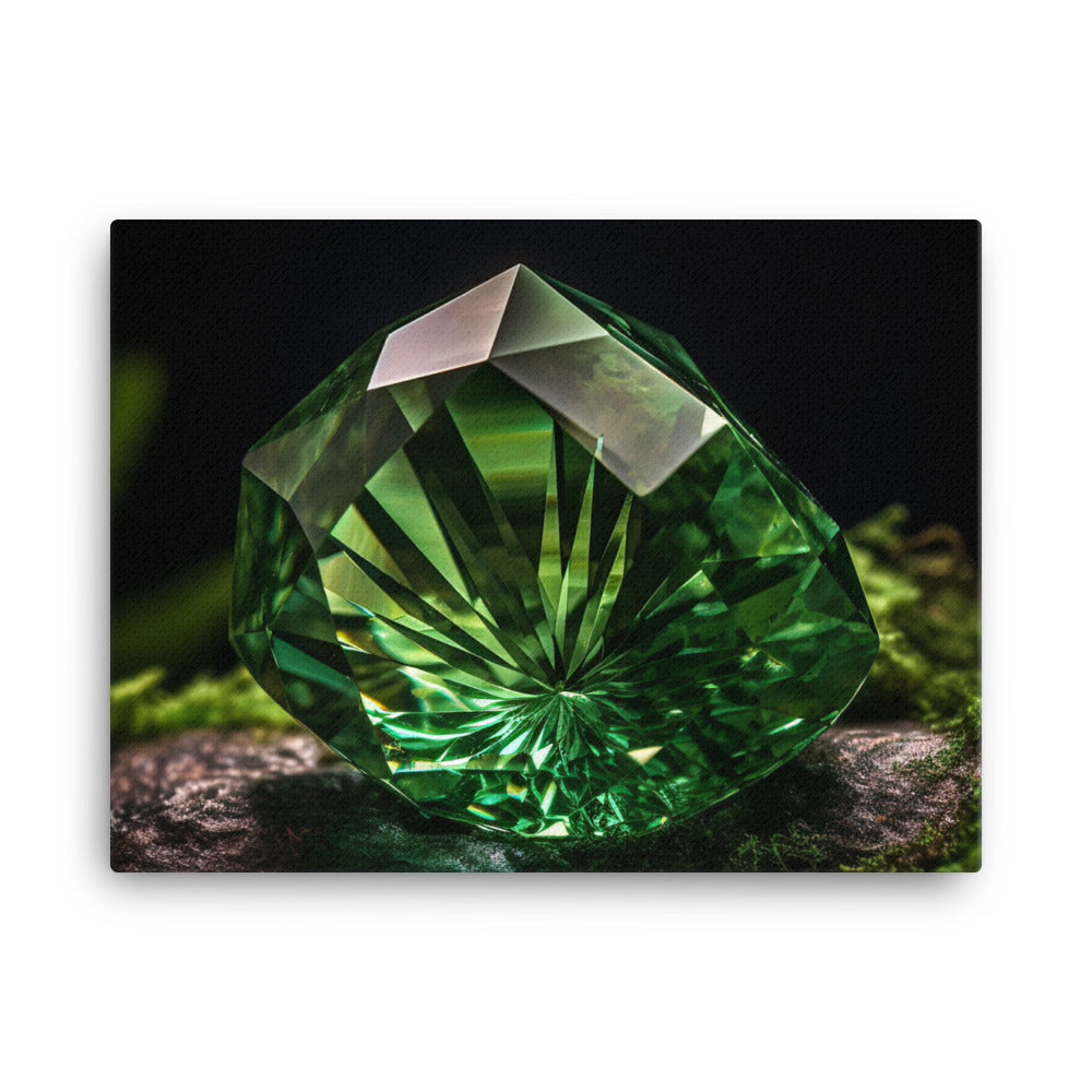 Green diamond with a deep forest canvas - Posterfy.AI