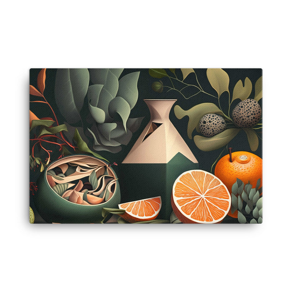 A contemporary still life painting inspired by nature canvas - Posterfy.AI