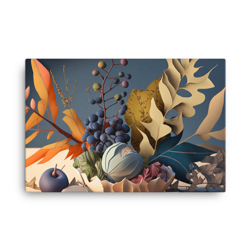 A contemporary still life painting inspired by nature canvas - Posterfy.AI