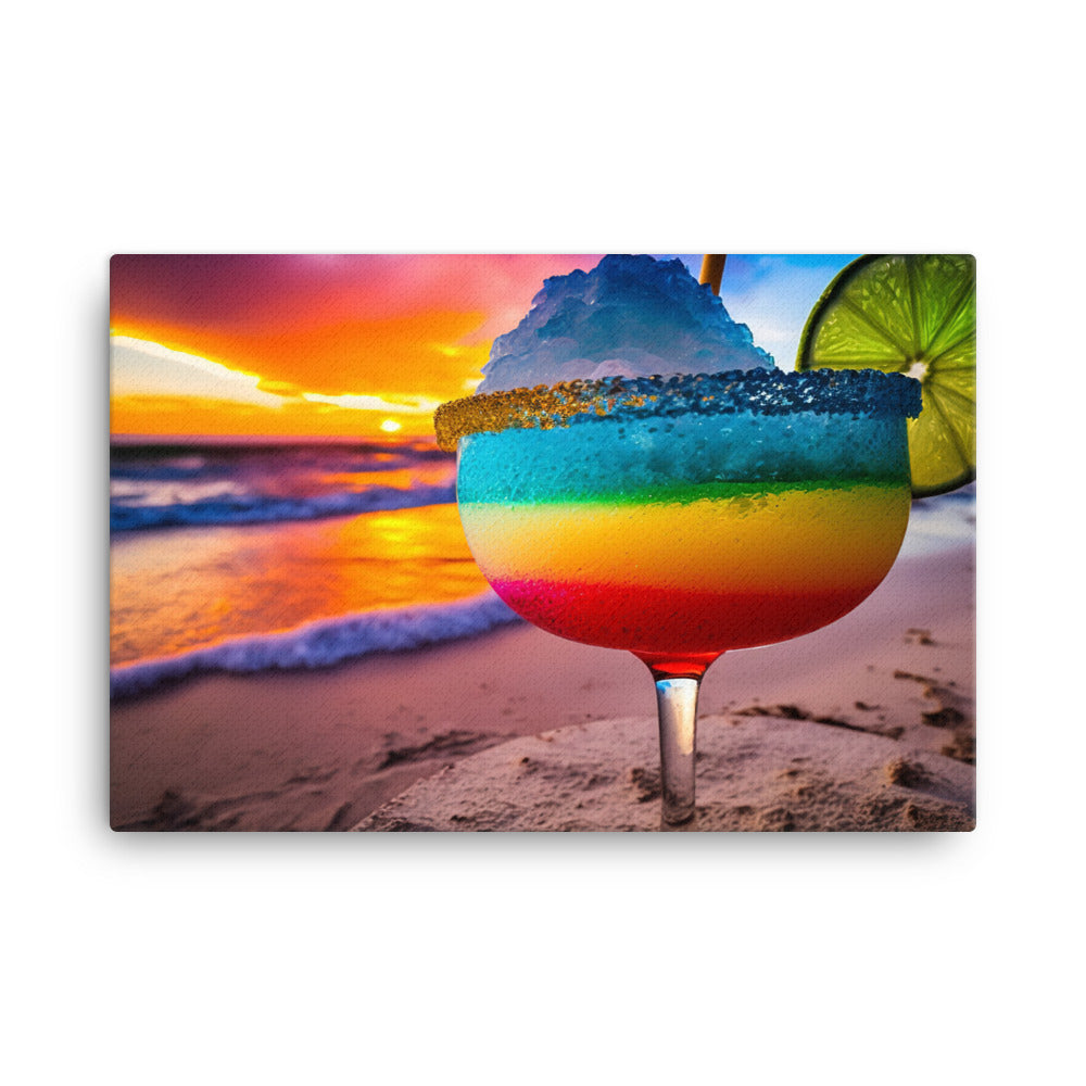 A colorful margarita with salt on the rim canvas - Posterfy.AI