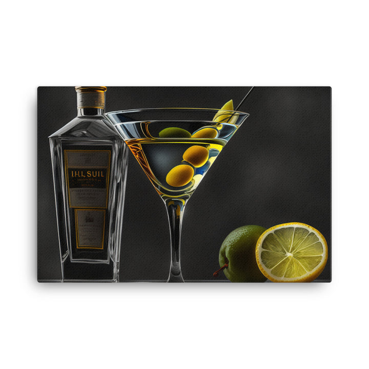 a classic martini, shaken not stirred, in a chilled glass with a twist of lemon canvas - Posterfy.AI