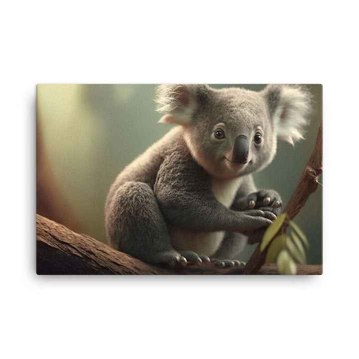 A majestic koala perched at the top of a tall eucalyptus tree canvas - Posterfy.AI