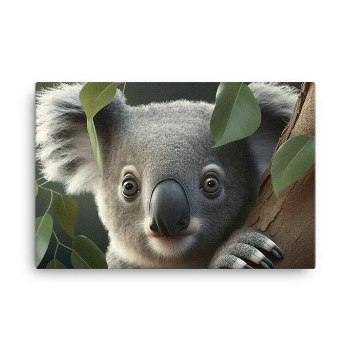 A curious koala peering down at you canvas - Posterfy.AI