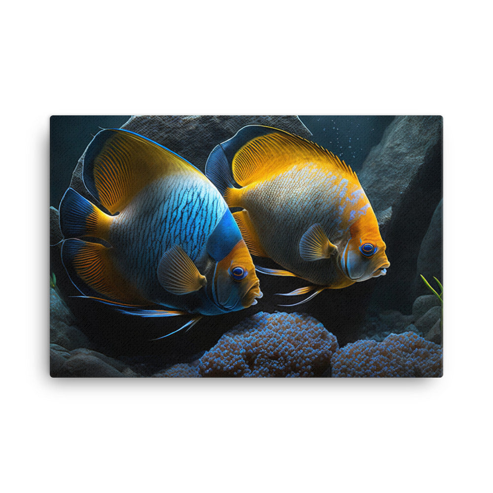 A pair of angelfish guarding their eggs canvas - Posterfy.AI