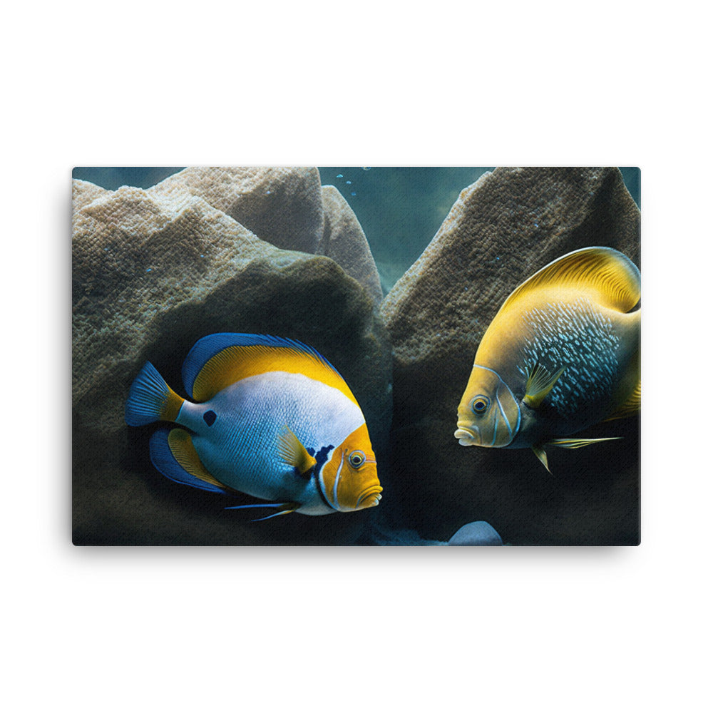 A pair of angelfish guarding their eggs canvas - Posterfy.AI