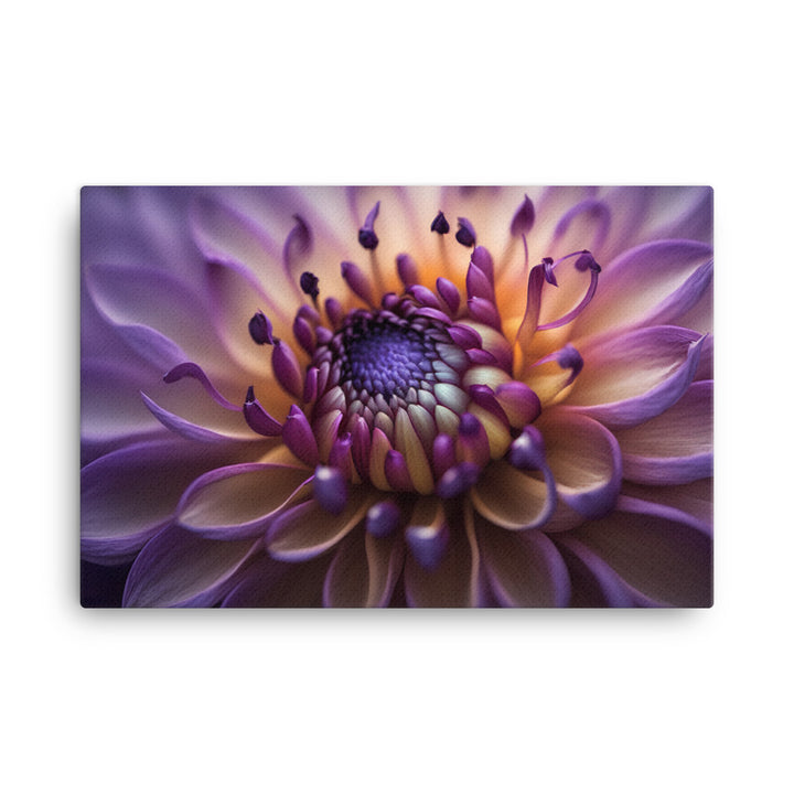 A macro shot of a purple dahlia canvas - Posterfy.AI