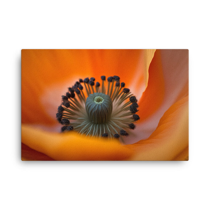 A macro shot of a bright orange poppy canvas - Posterfy.AI