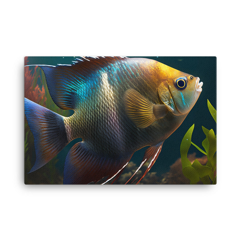 Rainbow colored angelfish canvas - Posterfy.AI