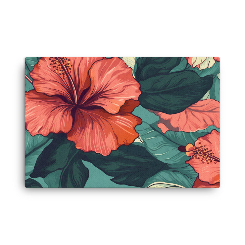 Hibiscus Pattern canvas - Posterfy.AI