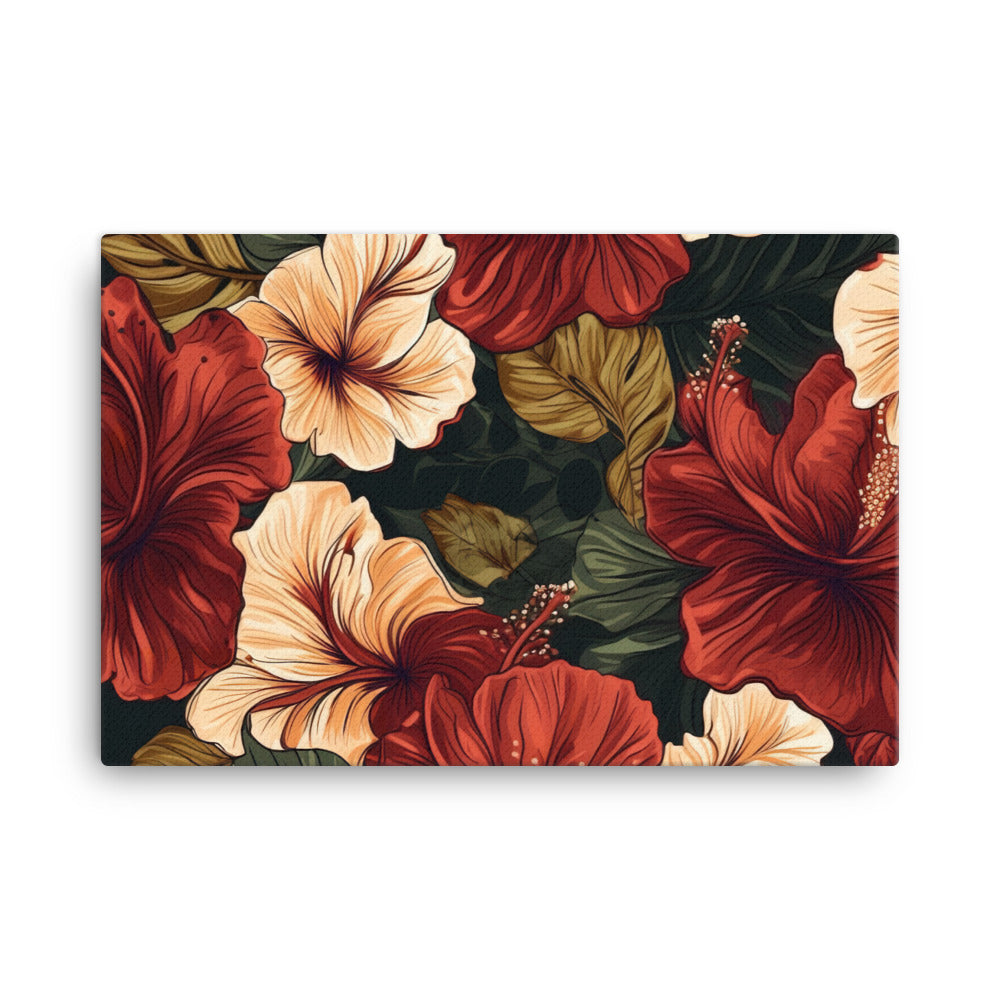 Hibiscus Pattern canvas - Posterfy.AI