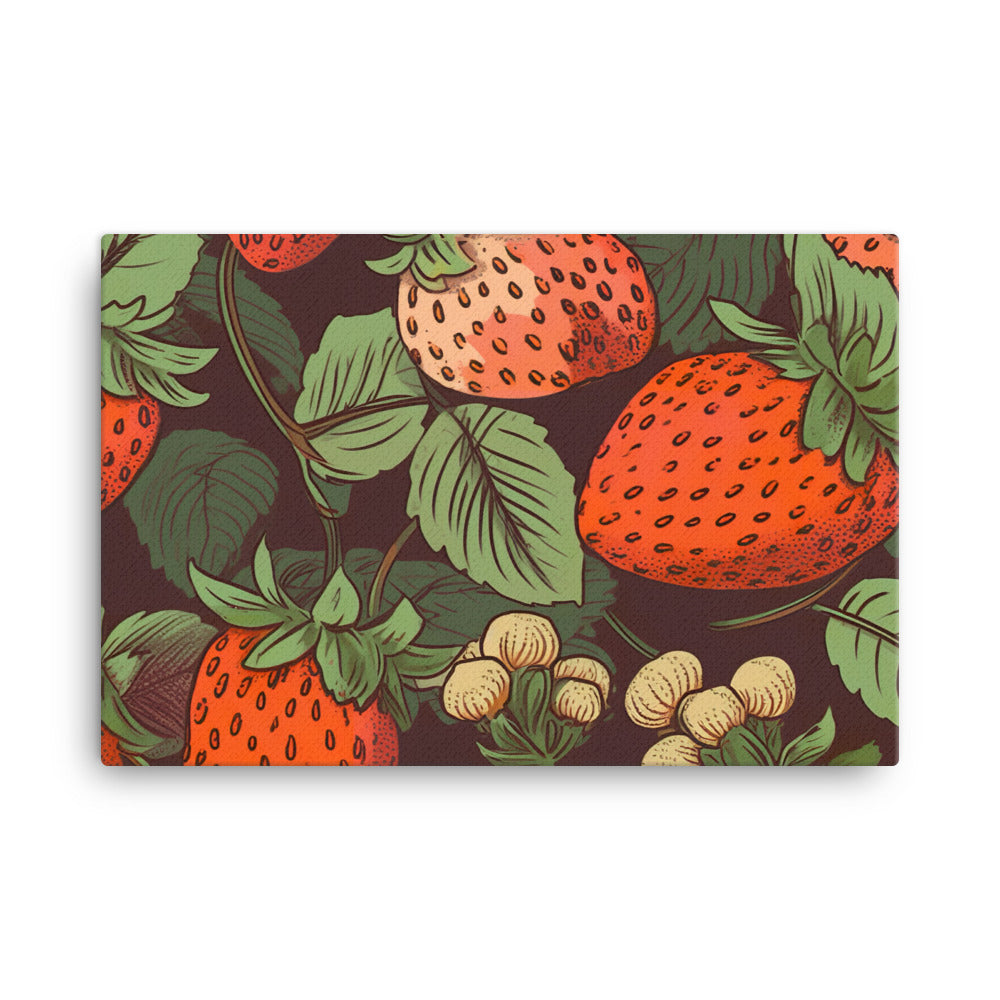 Strawberries Pattern canvas - Posterfy.AI