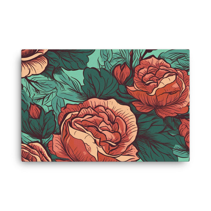 Rose Pattern canvas - Posterfy.AI