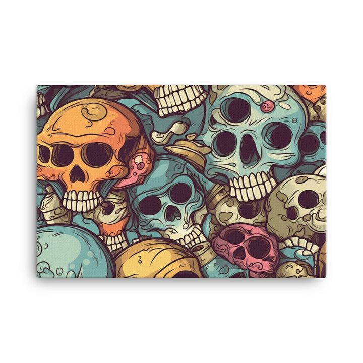 Color cartoon skull Pattern canvas - Posterfy.AI