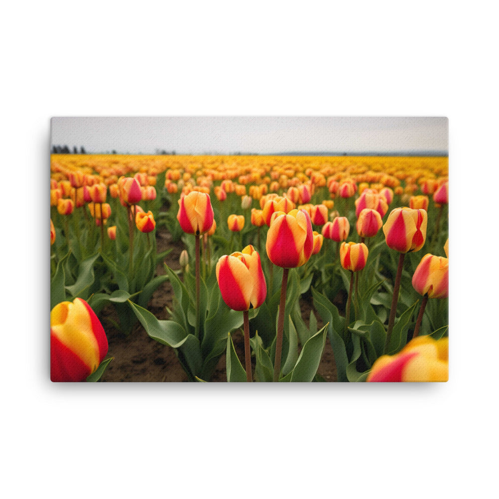 Capturing the Serenity of Tulip Fields canvas - Posterfy.AI