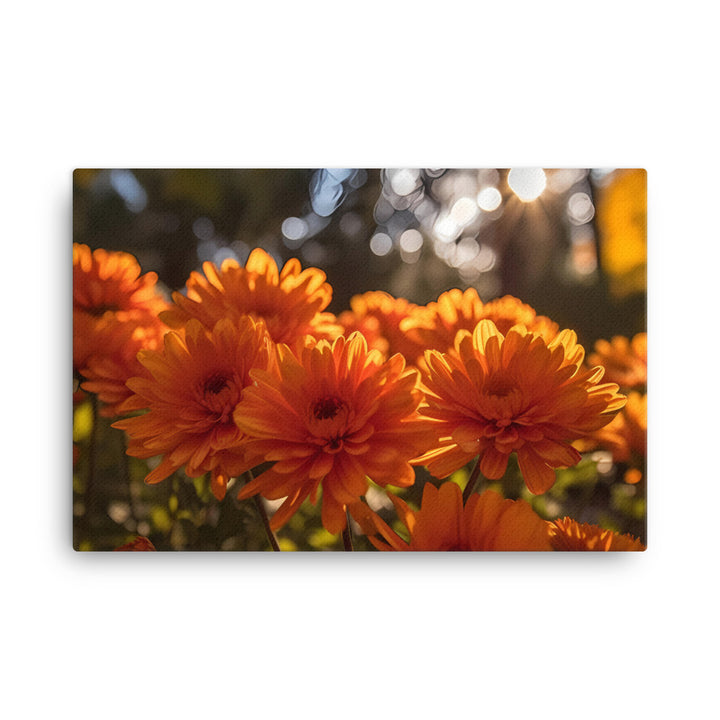 Chrysanthemums in the Fall Foliage canvas - Posterfy.AI