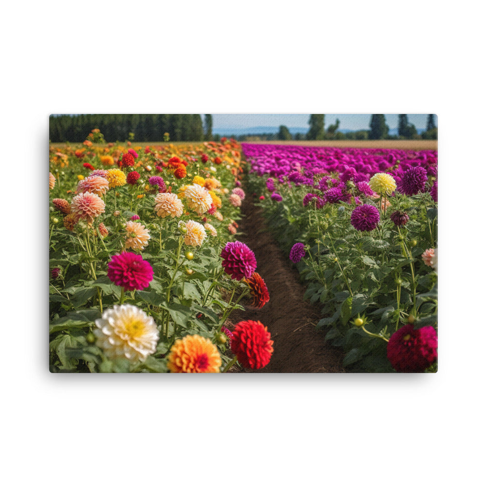 Dahlia Field in Bloom canvas - Posterfy.AI