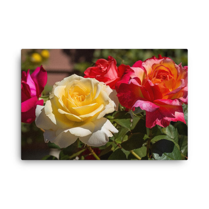 Bright Multi Colored Roses canvas - Posterfy.AI