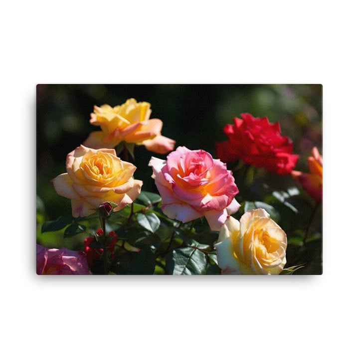 Bright Multi Colored Roses canvas - Posterfy.AI