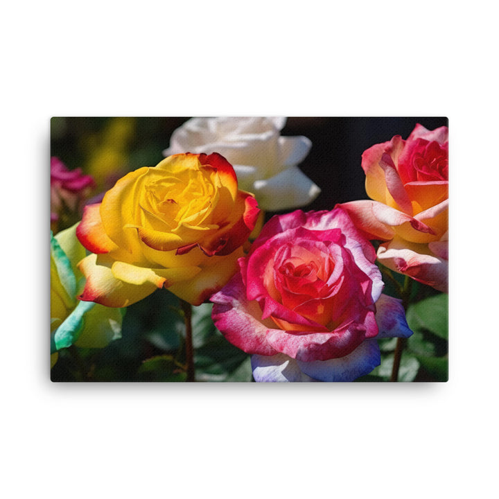 Bright Multi Colored Roses canvas - Posterfy.AI