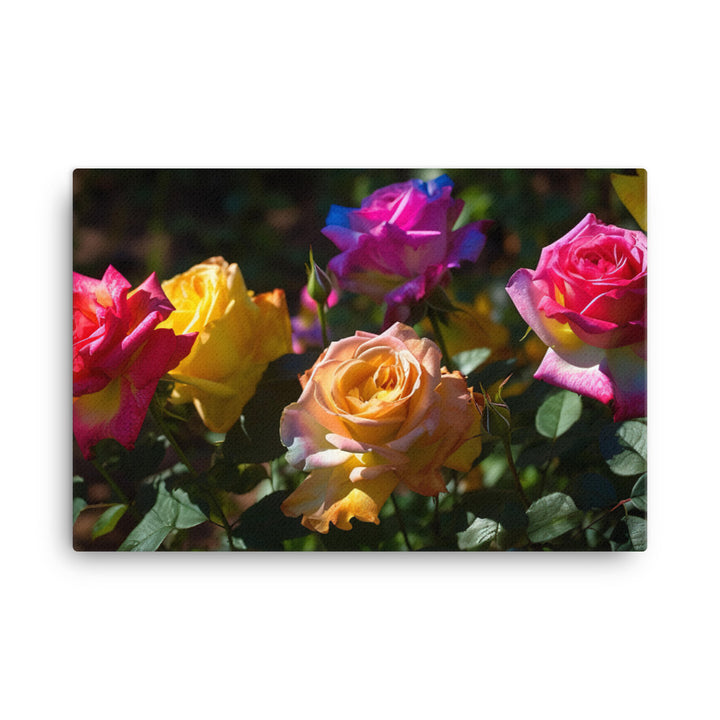 Bright Multi Colored Roses canvas - Posterfy.AI