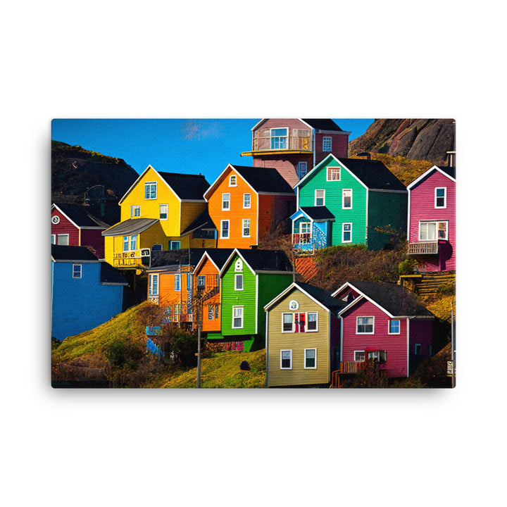 Colorful houses canvas - Posterfy.AI