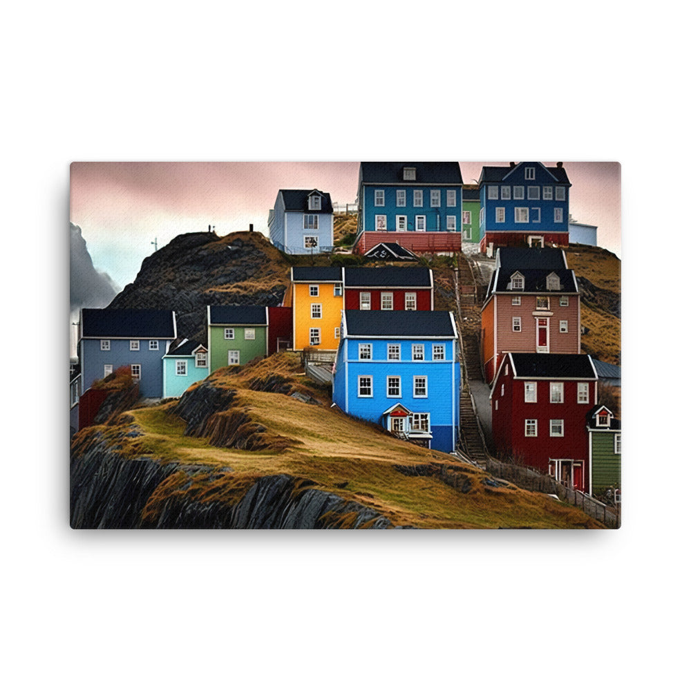 Colorful houses canvas - Posterfy.AI