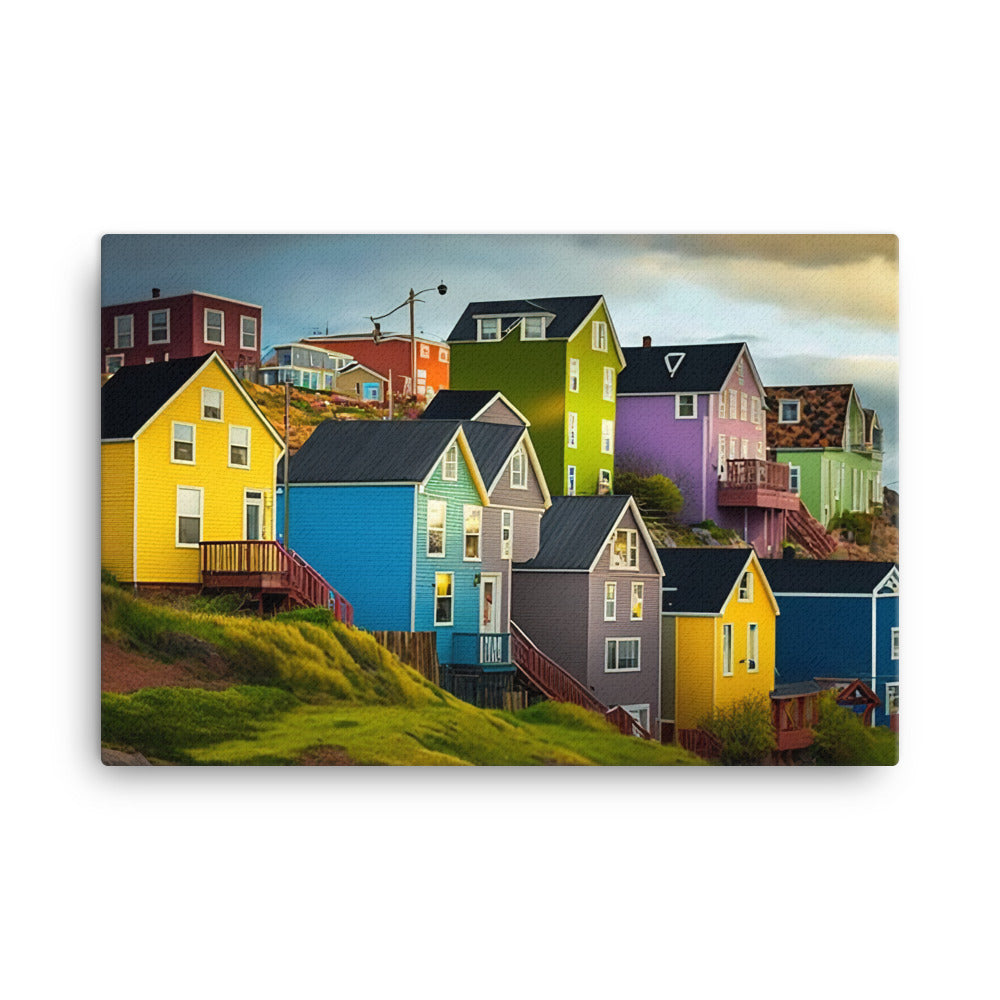 Colorful houses canvas - Posterfy.AI