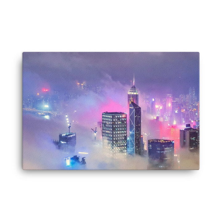 Hong Kong Blanketed in Fog canvas - Posterfy.AI