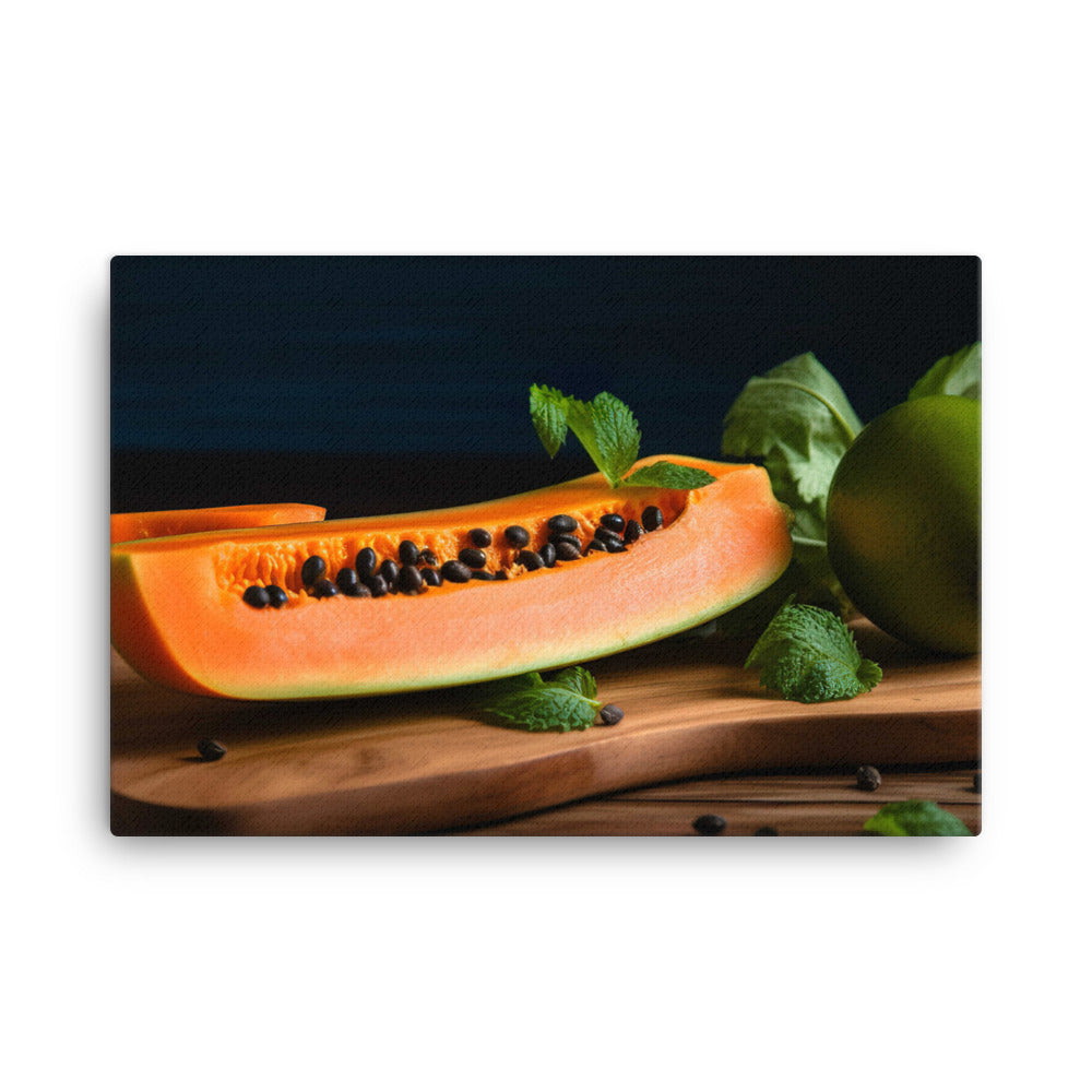 Sliced Papaya with Lime canvas - Posterfy.AI