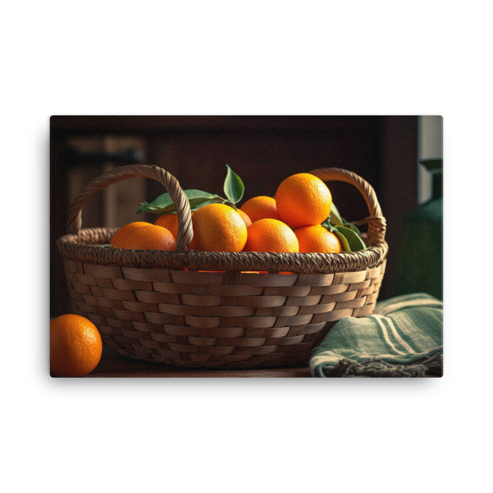 Oranges in a Wicker Basket canvas - Posterfy.AI