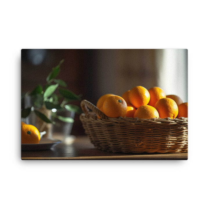 Oranges in a Wicker Basket canvas - Posterfy.AI