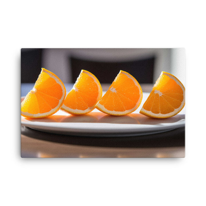 Orange Wedges on a White Plate canvas - Posterfy.AI