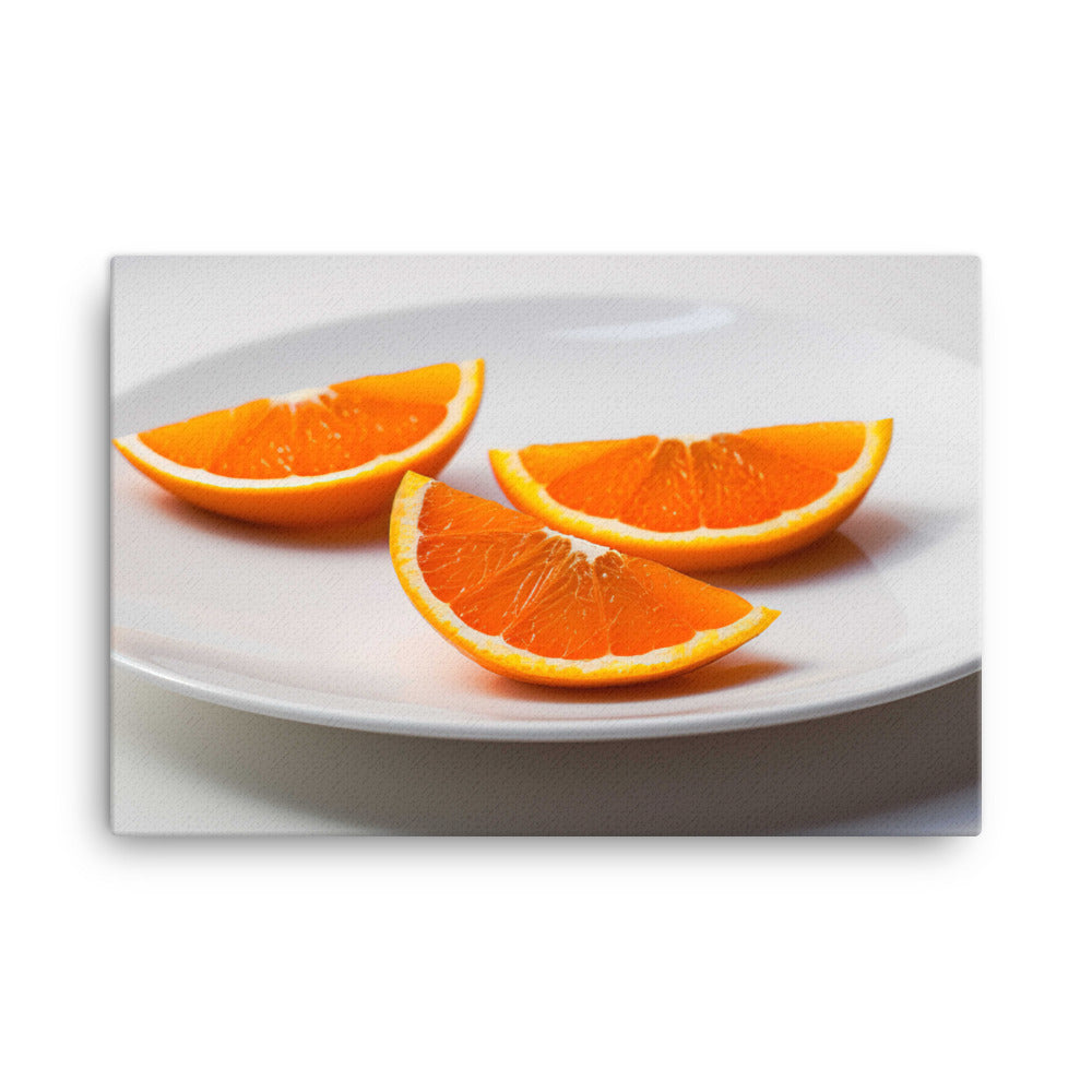 Orange Wedges on a White Plate canvas - Posterfy.AI