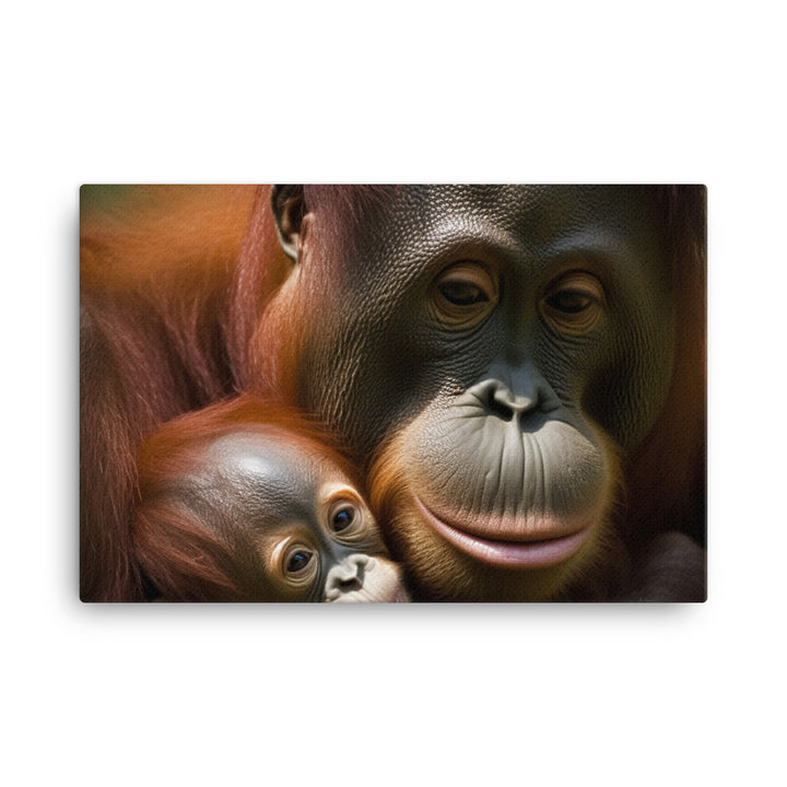 Gentle Orangutan Mother and Baby canvas - Posterfy.AI