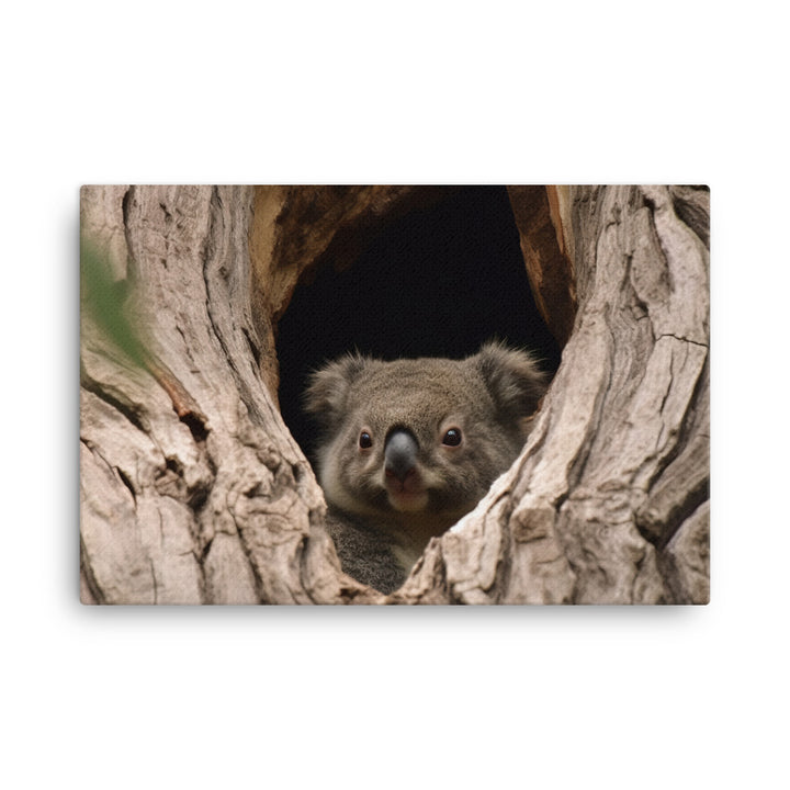 Curious Koala Peeking Out of its Tree Hollow canvas - Posterfy.AI