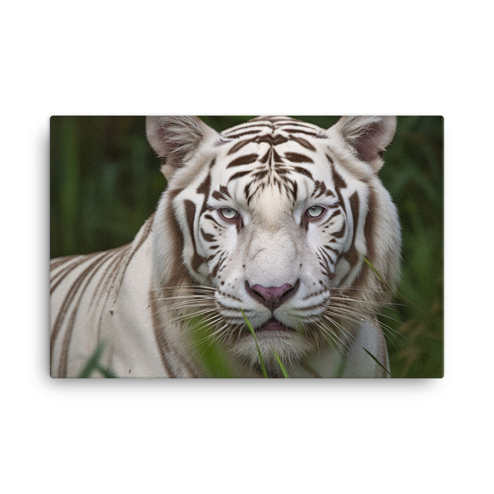 Rare White Bengal Tiger in the Wild canvas - Posterfy.AI