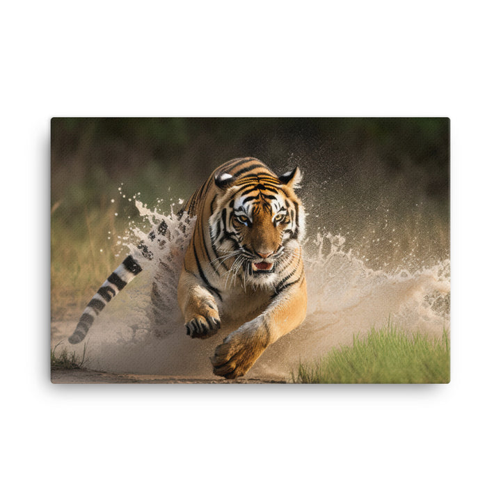 Bengal Tiger Pouncing on Prey canvas - Posterfy.AI