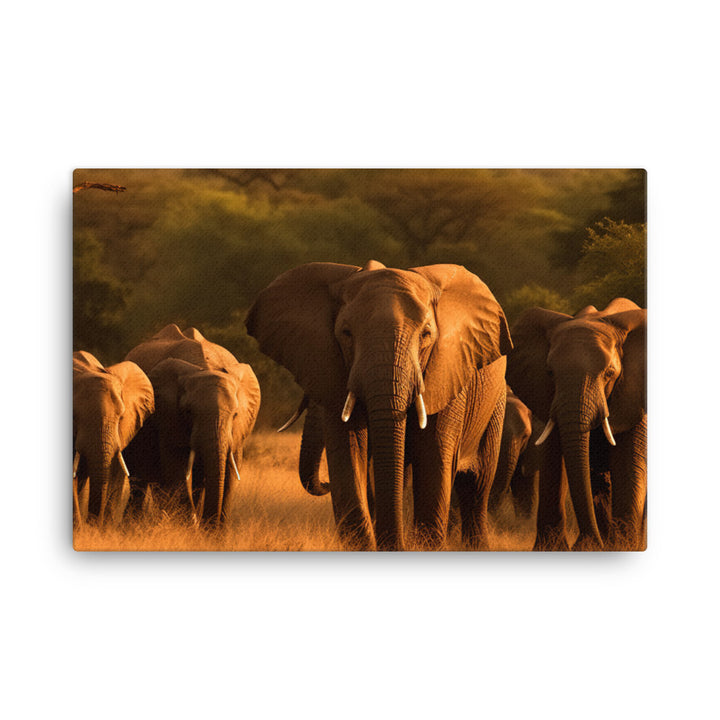 African Elephant Matriarch and Her Herd canvas - Posterfy.AI