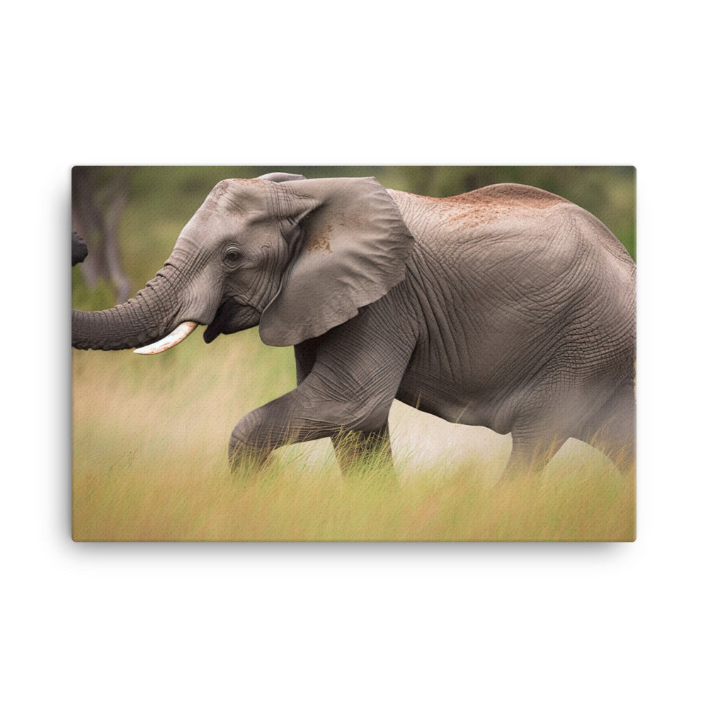 African Elephant in Motion canvas - Posterfy.AI