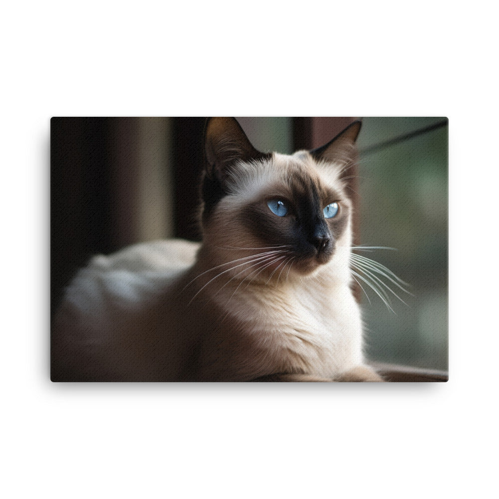 Graceful Balinese Cat Posing on the Window Sill canvas - Posterfy.AI