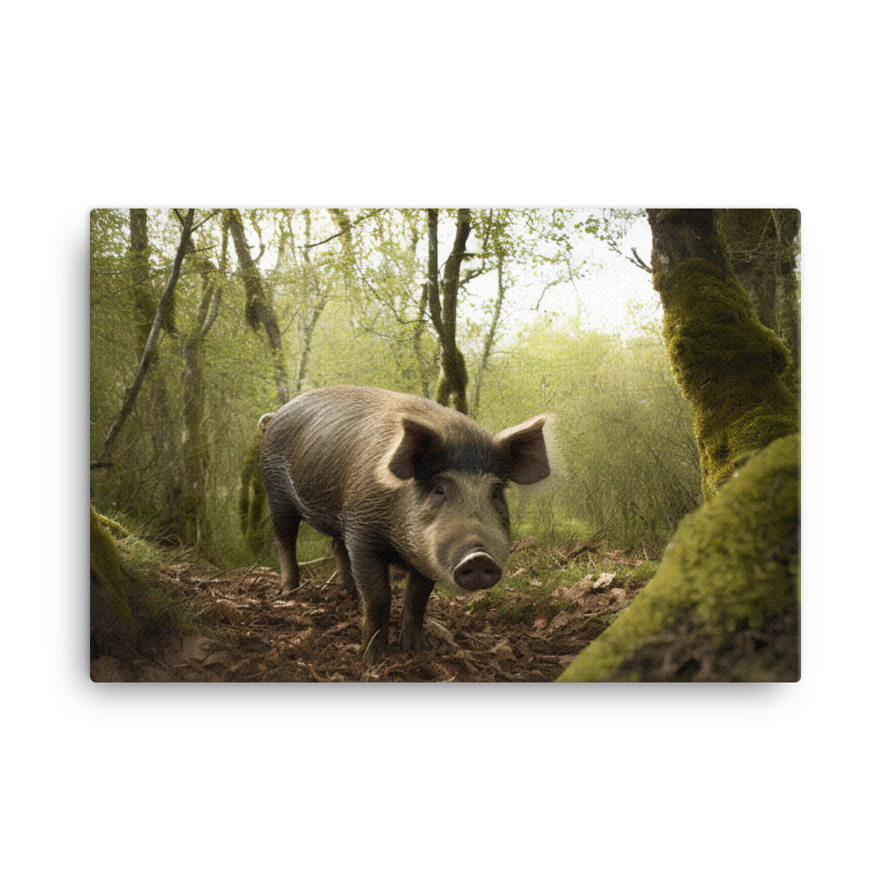 Berkshire Pig in its Natural Habitat canvas - Posterfy.AI